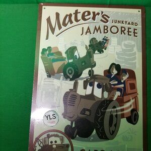 Disney Parks 2012 Release Mater's Junkyard Jamboree Metal Sign DCA Cars Land NWT